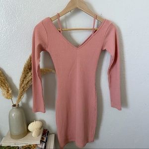 Pink long sleeve bodycon dress